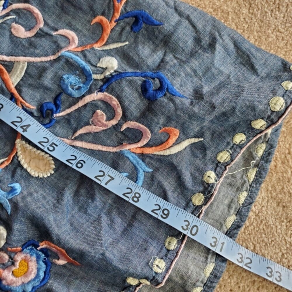 Anthropologie Nalini Embroidered Boho Chambray Festival Folk Dress XS - Picture 6 of 8